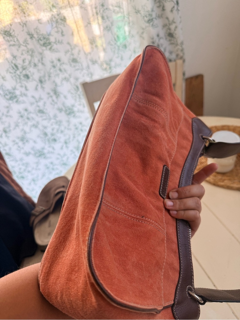Cole Haan Two-Tone Brown Suede and Leather Shoulder Bag - Picture 9 of 9